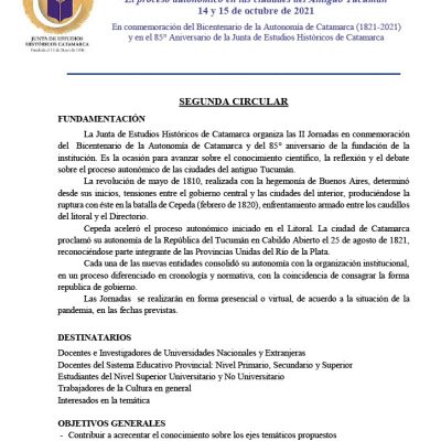 II JORNADAS DE LA JUNTA DE ESTUDIOS HISTÓRICOS DE CATAMARCA