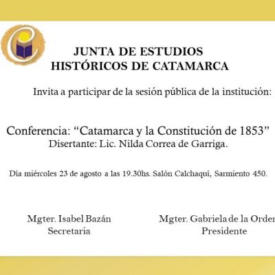 Conferencia: «Catamarca y la constitución de 1853»