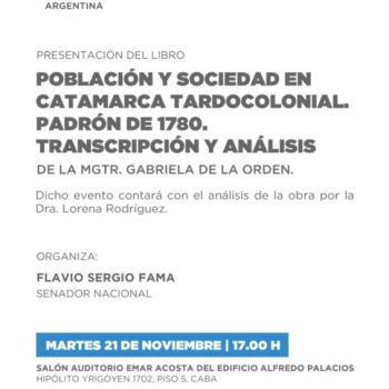 Presentación: Población y Sociedad  en el Catamarca tardocolonial. Padrón de 1780. Transcripción y análisis.