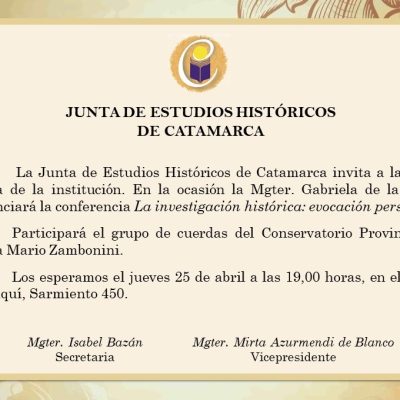 Jueves 25 de Abril 2024 – Homenaje a la Presidenta de la Junta de Estudios Históricos de Catamarca